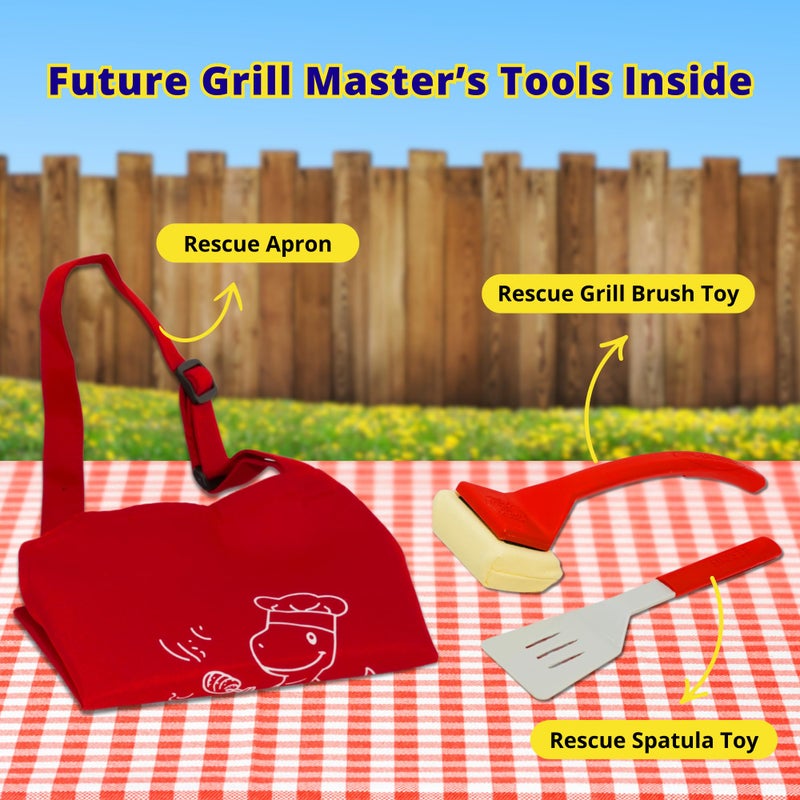 Grill Rescue Kids BBQ Grill Toy Set - Includes Grill Rescue Brush, Spatula, & Apron - Realistic Pretend Play BBQ Tools for Boys & Girls - Fun Role Play Toy for Little Chefs & Grill Masters - Image 3